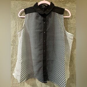 Toxik 3 Black and White Sleeveless Blouse